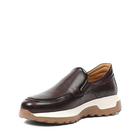 Erkek Kahverengi Kalın Tabanlı Deri Ayakkabı