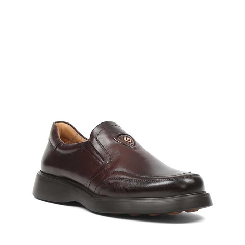 Erkek Kahverengi Kalın Tabanlı Deri Ayakkabı