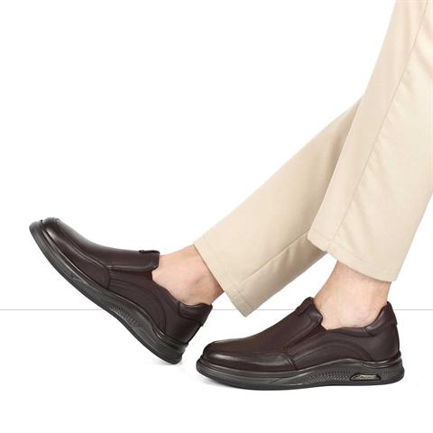 Erkek Kahverengi Kalın Tabanlı Deri Günlük Ayakkabı