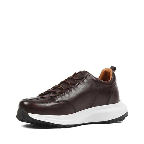 Erkek Kahverengi Kalın Tabanlı Deri Sneaker