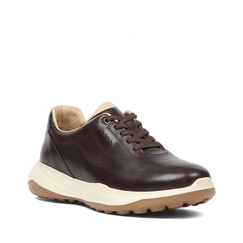 Erkek Kahverengi Kalın Tabanlı Deri Sneaker