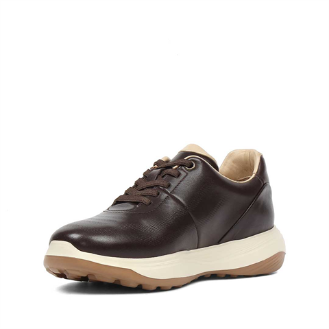 Erkek Kahverengi Kalın Tabanlı Deri Sneaker