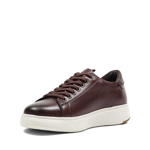 Erkek Kahverengi Kalın Tabanlı Deri Sneaker