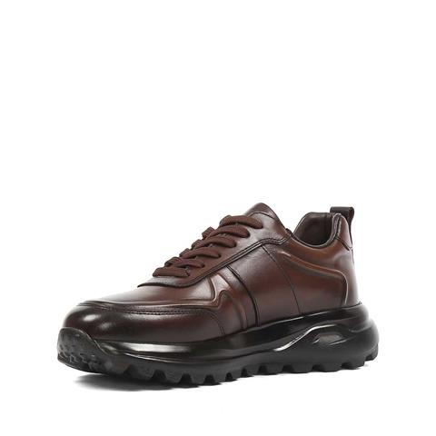 Erkek Kahverengi Kalın Tabanlı Deri Sneaker