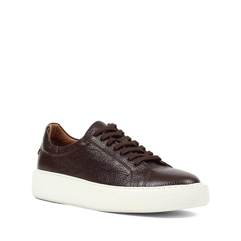 Erkek Kahverengi Kalın Tabanlı Deri Sneaker