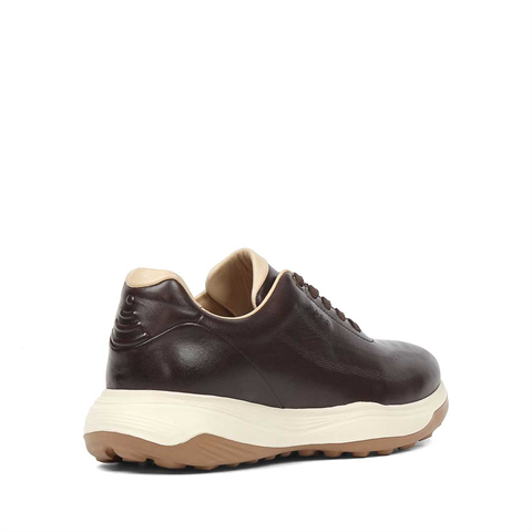Erkek Kahverengi Kalın Tabanlı Deri Sneaker