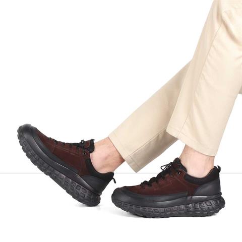 Erkek Kahverengi Kalın Tabanlı Nubuk Deri Sneaker
