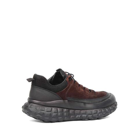 Erkek Kahverengi Kalın Tabanlı Nubuk Deri Sneaker