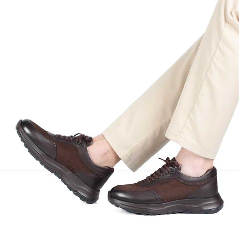 Erkek Kahverengi Kalın Tabanlı Nubuk Deri Sneaker