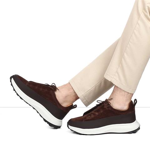 Erkek Kahverengi Kalın Tabanlı Süet Deri Sneaker