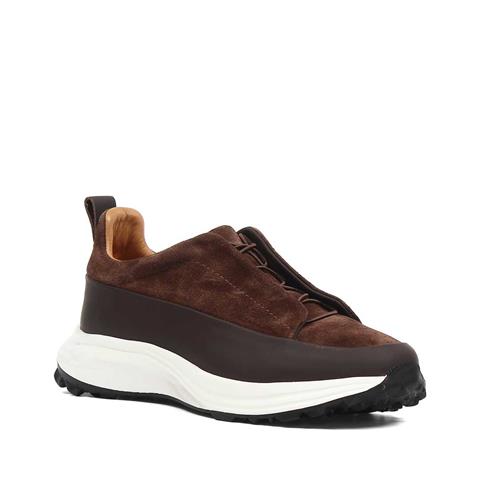 Erkek Kahverengi Kalın Tabanlı Süet Deri Sneaker