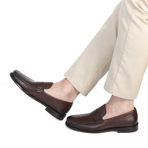 Erkek Kahverengi Kösele Taban Deri Ayakkabı