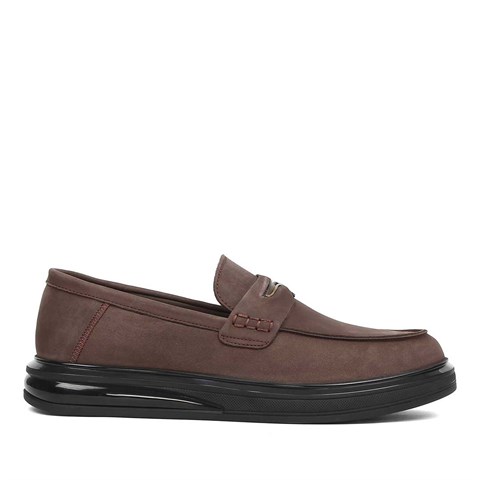 Erkek Kahverengi Nubuk Deri Loafer