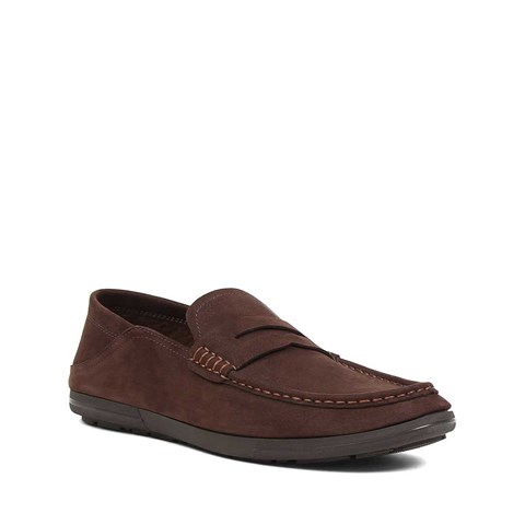 Erkek Kahverengi Nubuk Deri Loafer