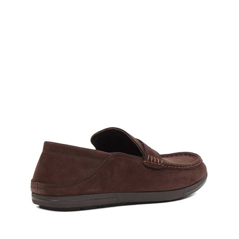 Erkek Kahverengi Nubuk Deri Loafer