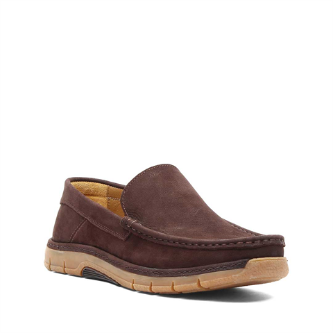 Erkek Kahverengi Nubuk Deri Loafer