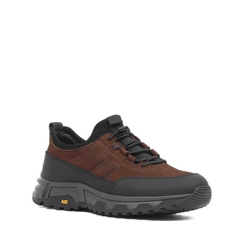 Erkek Kahverengi Siyah Nubuk Deri Sneaker