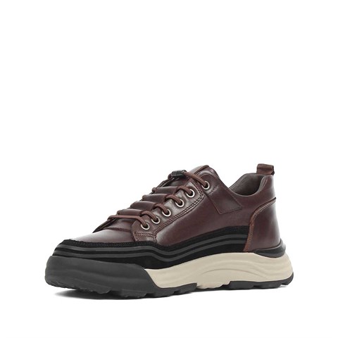 Erkek Kahverengi Siyah Süet Deri Sneaker