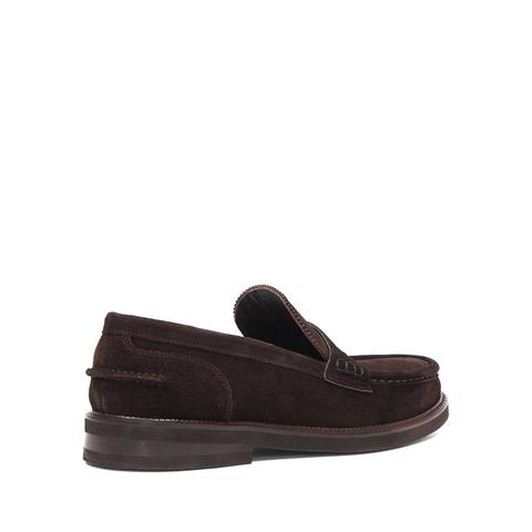 Erkek Kahverengi Süet Deri Loafer