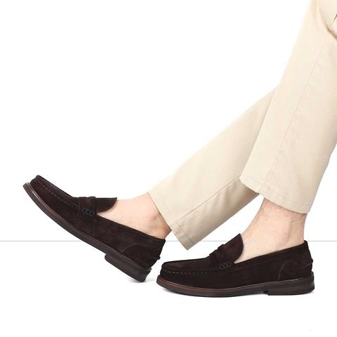 Erkek Kahverengi Süet Deri Loafer