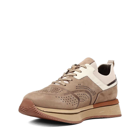 Erkek Kum Kalın Tabanlı Nubuk Deri Sneaker