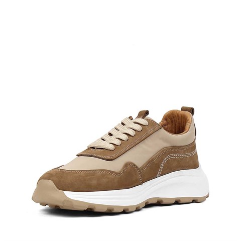 Erkek Kum Kalın Tabanlı Nubuk Deri Sneaker