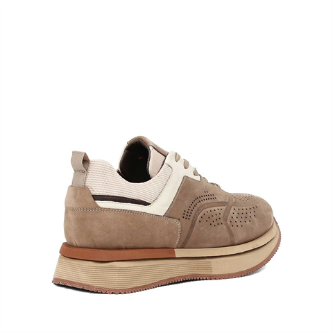 Erkek Kum Kalın Tabanlı Nubuk Deri Sneaker