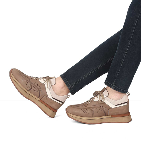 Erkek Kum Kalın Tabanlı Nubuk Deri Sneaker