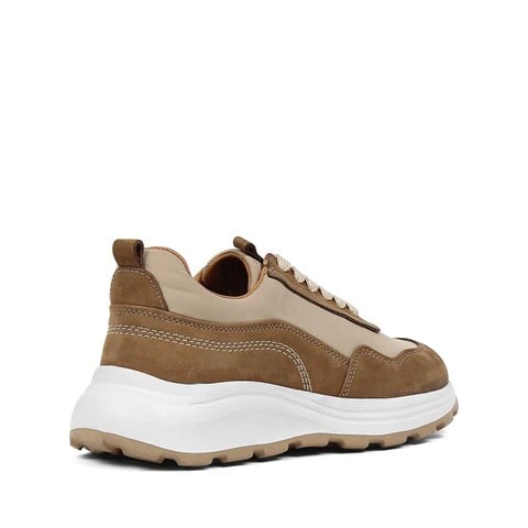 Erkek Kum Kalın Tabanlı Nubuk Deri Sneaker