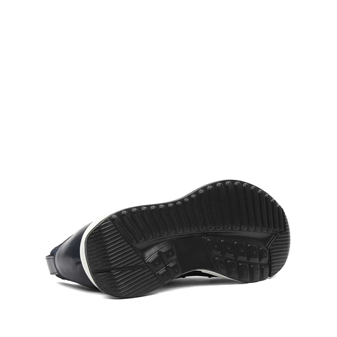 Erkek Lacivert Bağcıklı Deri Sneaker