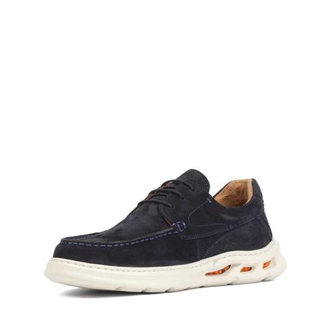 Erkek Lacivert Bağcıklı Kalın Tabanlı Nubuk Deri Sneaker