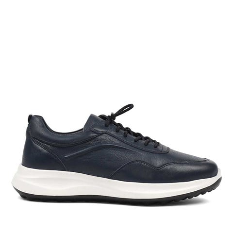 Erkek Lacivert Bağcıklı Kalın Tabanlı Sneaker
