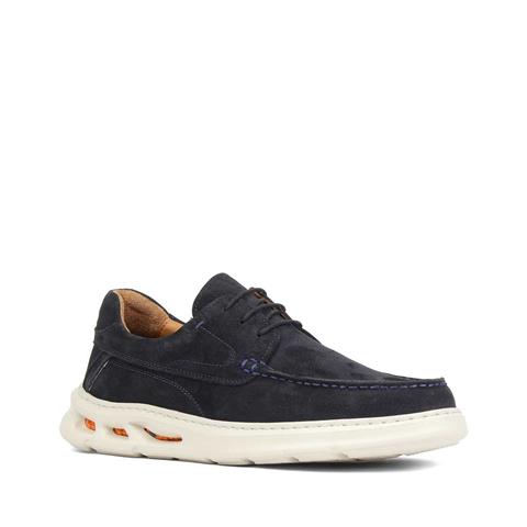 Erkek Lacivert Bağcıklı Kalın Tabanlı Nubuk Deri Sneaker