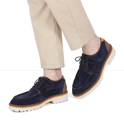 Erkek Lacivert Bağcıklı Süet Deri Günlük Ayakkabı