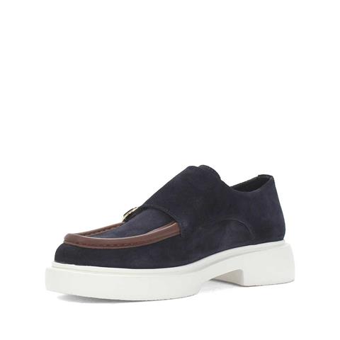 Erkek Lacivert Çift Tokalı Süet Deri Günlük Ayakkabı