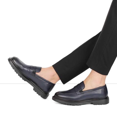 Erkek Lacivert Deri Loafer