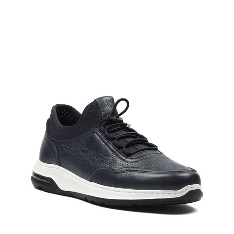 Erkek Lacivert Deri Sneaker