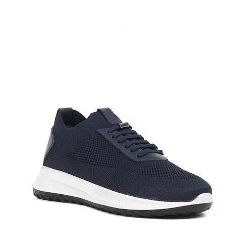 Erkek Lacivert Kalın Tabanlı Deri Sneaker