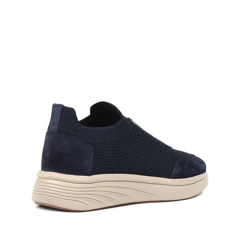 Erkek Lacivert Kalın Tabanlı Deri Sneaker