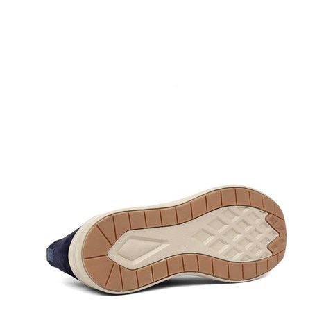 Erkek Lacivert Kalın Tabanlı Deri Sneaker