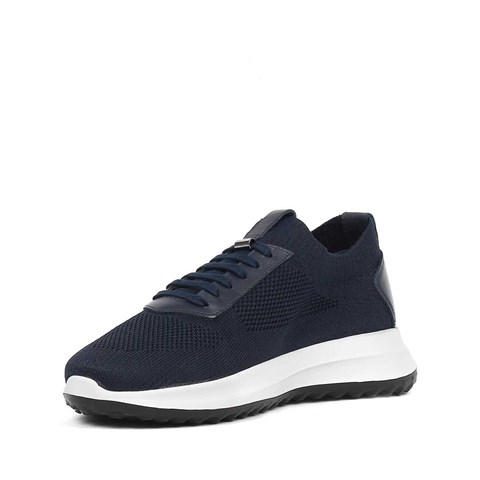 Erkek Lacivert Kalın Tabanlı Deri Sneaker