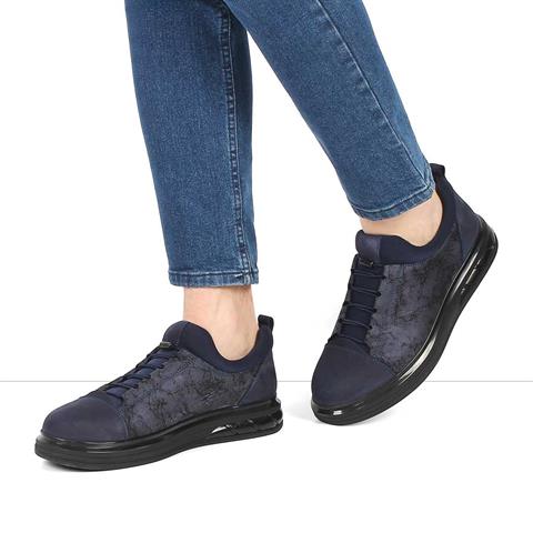 Erkek Lacivert Kalın Tabanlı Nubuk Deri Sneaker