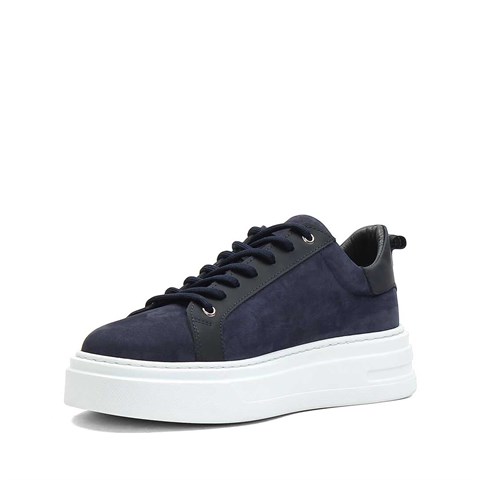 Erkek Lacivert Kalın Tabanlı Süet Deri Sneaker