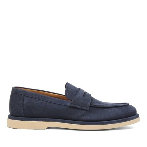 Erkek Lacivert Nubuk Deri Loafer
