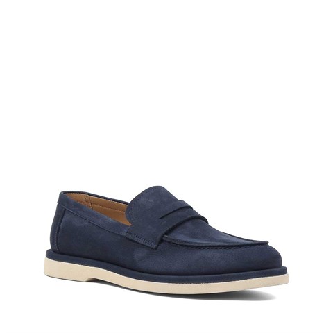 Erkek Lacivert Nubuk Deri Loafer