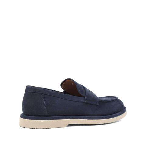 Erkek Lacivert Nubuk Deri Loafer
