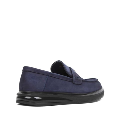 Erkek Lacivert Nubuk Deri Loafer