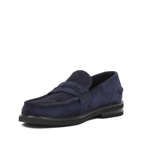 Erkek Lacivert Süet Deri Loafer