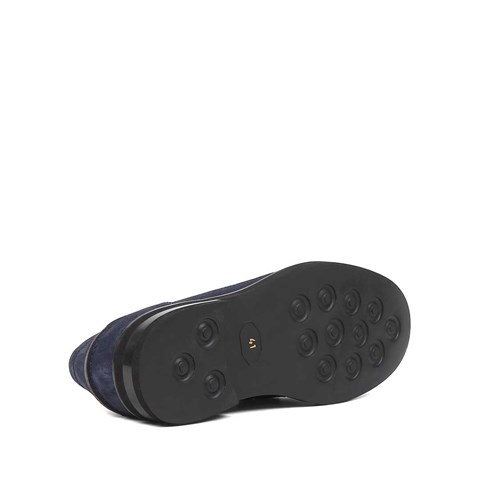 Erkek Lacivert Süet Deri Loafer
