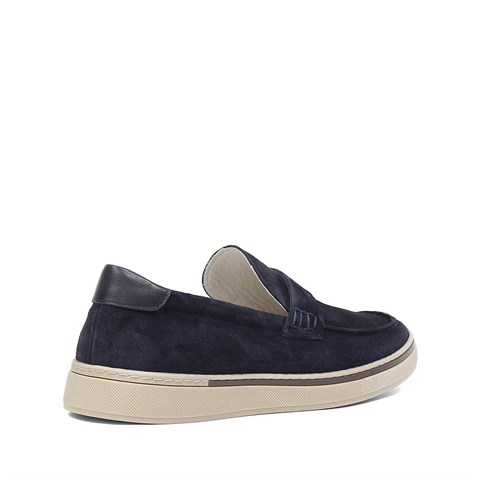 Erkek Lacivert Süet Deri Loafer